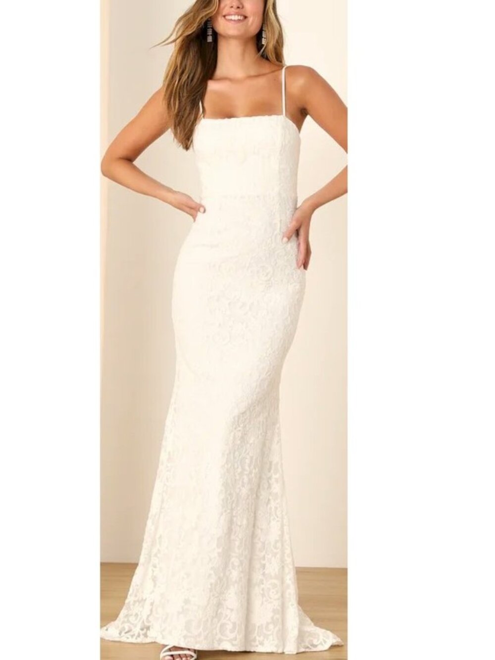 Lulus My Kind of Forever White Mesh Floral Embroidered Maxi Dress Size XS NWOT